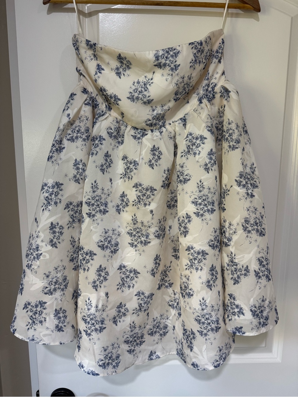 American Threads Cream and Blue Floral Hooded Coat